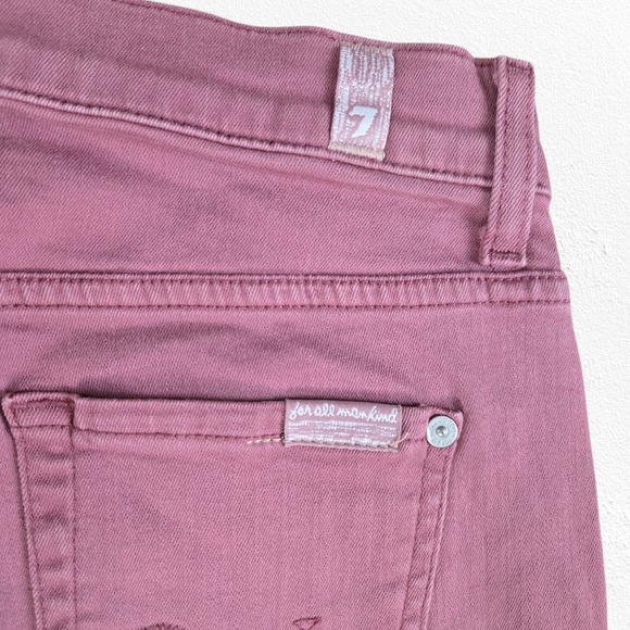 7 for all mankind Mauve Pink High Waisted Ankle Color Skinny 7FAM Jeans Size 26 - Picture 7 of 8